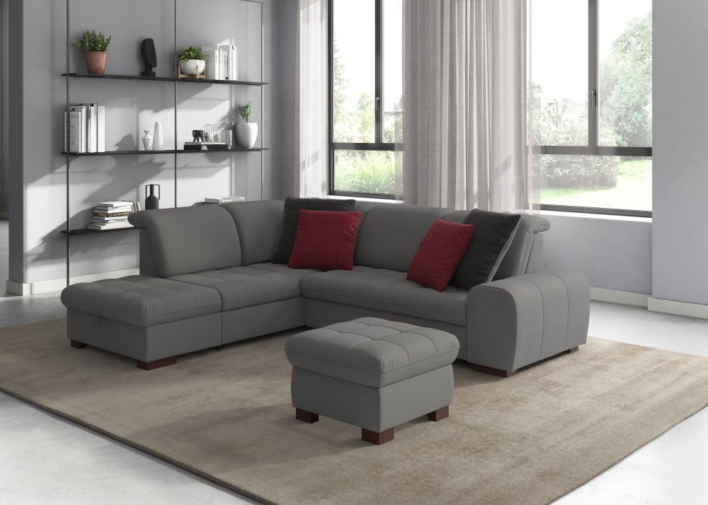 sit&more Ecksofa, wahlweise mit Bettfunktion, Stauraum und Kopfteilverstellung, auch erhältlich in dem besonders leicht mit Wasser zu reinigendem 