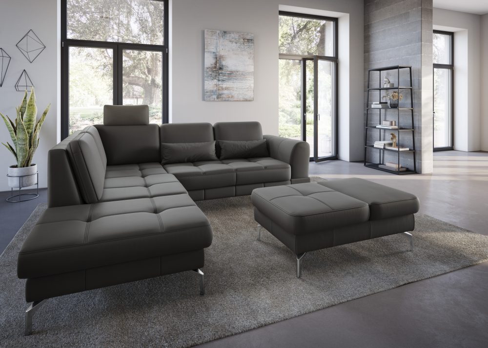 sit&more Ecksofa »Bendigo V«, inklusive Sitztiefenverstellung, Bodenfreiheit 15 cm, wahlweise in 2 unterschiedlichen Fussfarben