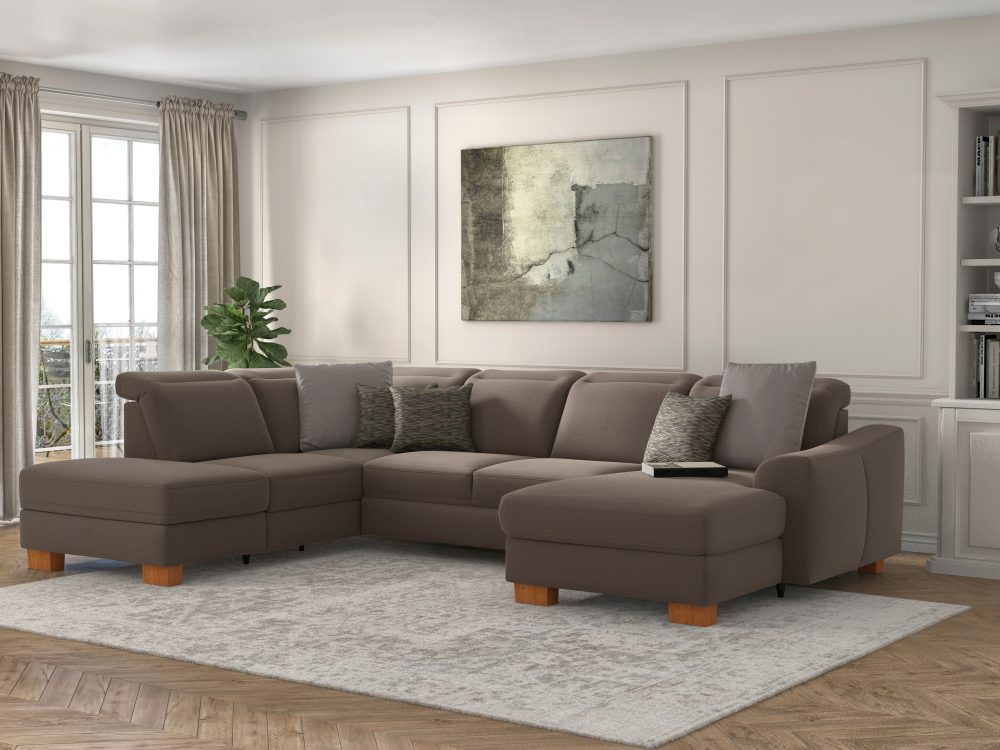 sit&more Wohnlandschaft »Durness«, mit Federkern und hochwertigen Massivholzfüssen, wahlweise mit Kopfteilverstellung, optional mit Bettfunktion und Stauraum