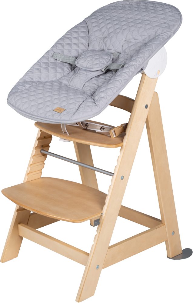 roba Treppenhochstuhl Born Up natur Set 2 in 1 inkl. Aufsatz Style grau