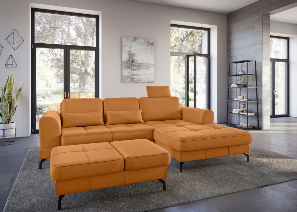 sit&more Ecksofa »Bendigo V«, inklusive Sitztiefenverstellung, Bodenfreiheit 12 cm, wahlweise in 2 unterschiedlichen Fussfarben