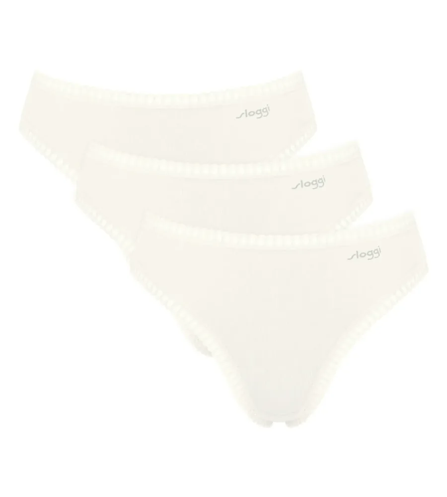 Sloggi - Slip  3er Pack Bequem sitzend-GO Crush High leg C3P, für Damen, Weiss, Größe S