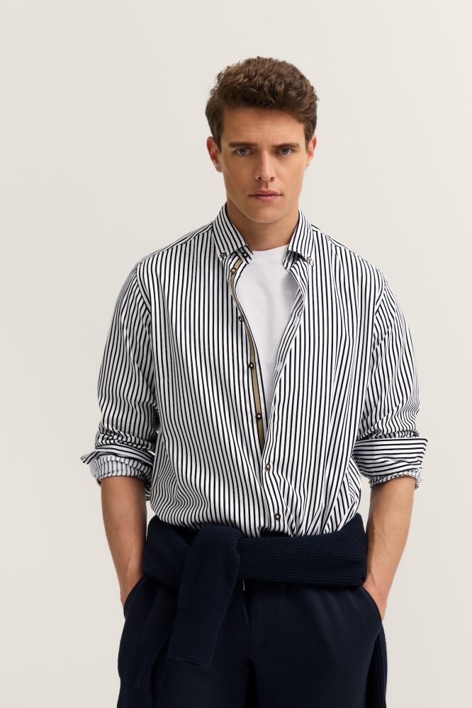 bugatti Langarmhemd »Easy Care«, gestreift mit Button-Down und aus Baumwolle