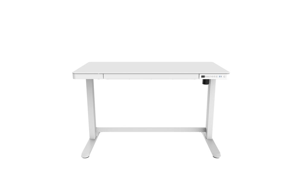 Contini höhenverstellbarer Bürotisch Arbeitsfl. Glas 1.2x0.6m weiss