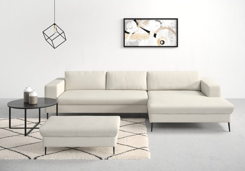 DOMO collection Ecksofa »Modica«, moderne Optik mit grosszügiger Recamiere, frei im Raum stellbar