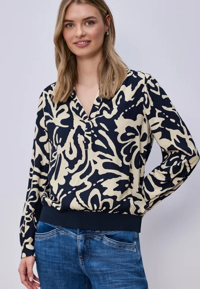 Langarm Bluse mit elastischem Bund