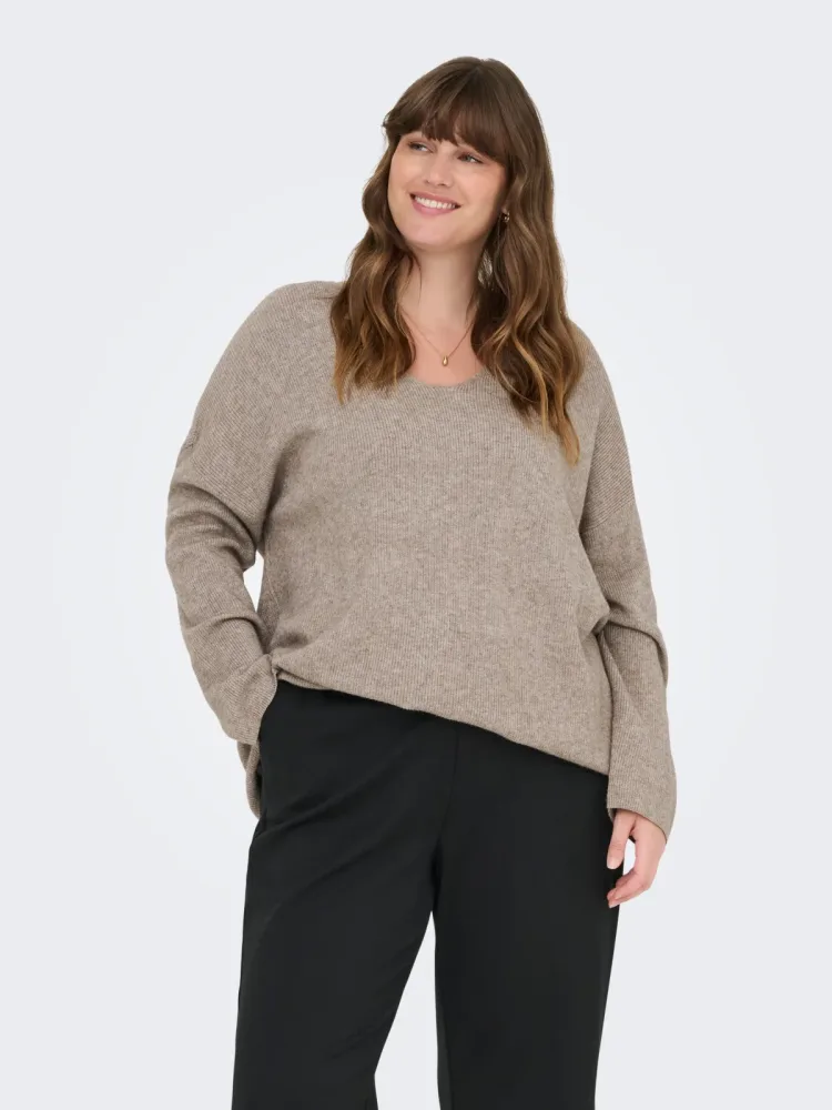 ONLY CARMAKOMA V-Ausschnitt-Pullover 