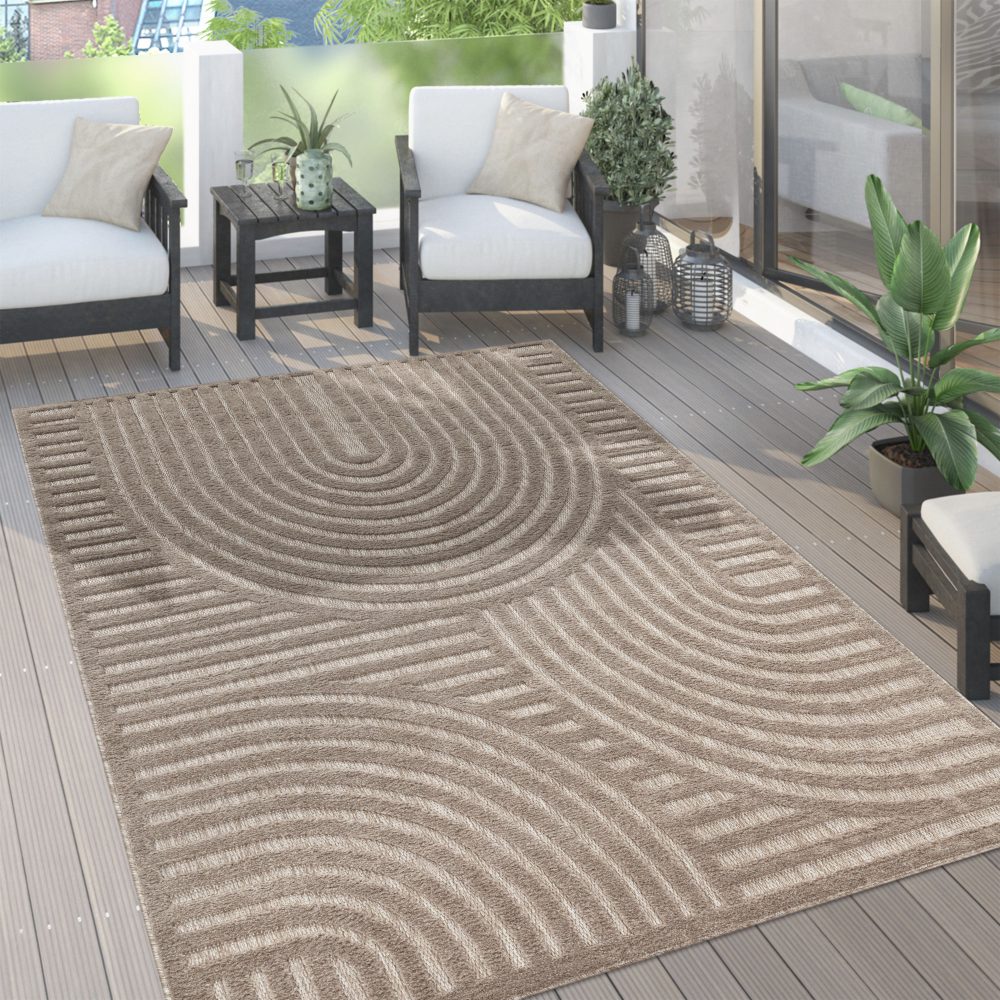 Paco Home Teppich »Livorno 674«, rechteckig, Uni Farben, moderner Hoch-Tief-Effekt, Scandi-Look, Outdoor geeignet