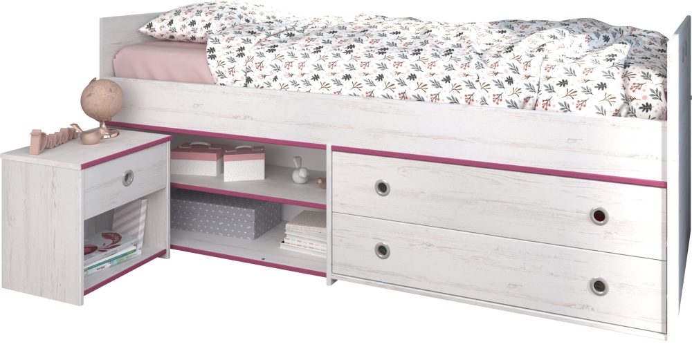 Parisot Jugendzimmer-Set »Smoozy«, (2 tlg., Kleiderstange, Schreibtisch und Regal mit Vorhang)