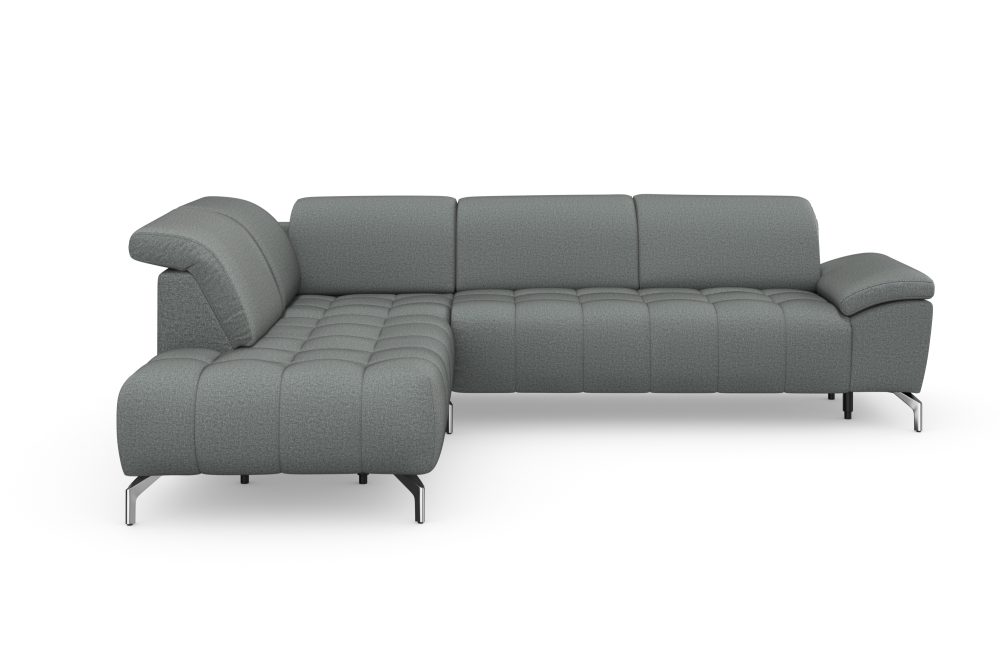 sit&more Ecksofa »Cool«, wahlweise mit Kopfteilverstellung und Vorziehsitz, motorisch,mit silberfarbenen Füssen