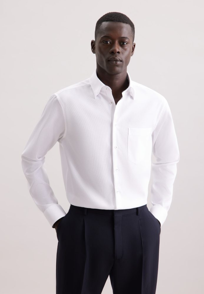 seidensticker Businesshemd »Schwarze Rose« Comfort 1/1 Covered-Button-Down-Kragen Struktur
