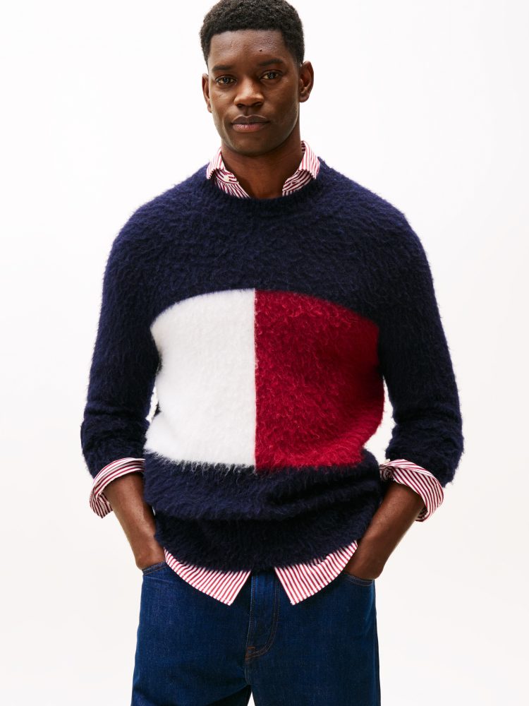 Tommy Hilfiger Strickpullover »ALPACA BLEND BIG FLAG CREW NECK«, Regular fit