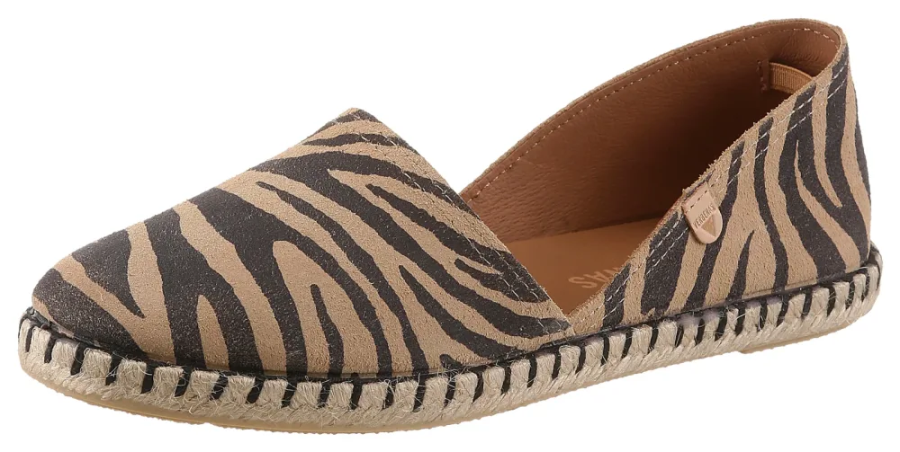 VERBENAS Espadrille Slipper, Sommerschuh, Urlaubsschuh, Flat im Zebra-Look