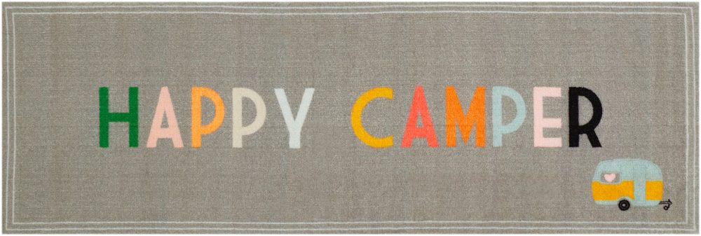 my home Läufer »Camping Happy Camper«, rechteckig, Teppichläufer, mit Schriftzug, Motiv Wohnwagen, ideal für den Camper