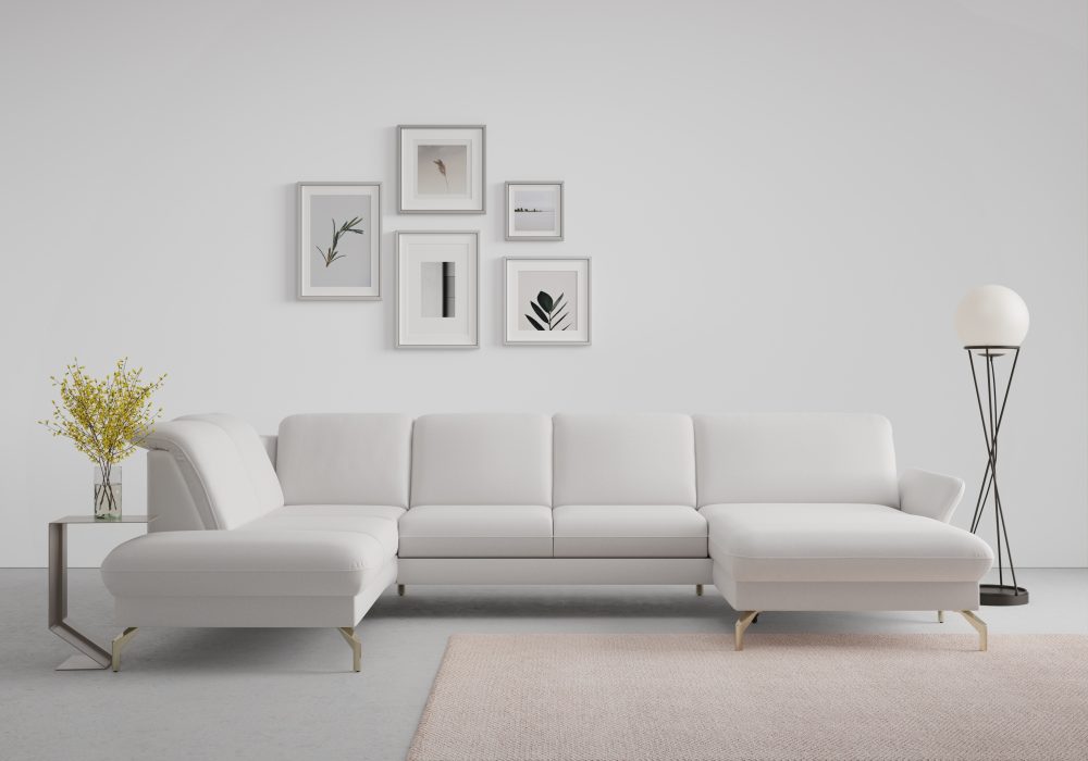 sit&more Wohnlandschaft »Fashion«, wahlweise mit Kopfteilverstellung und Vorziehsitz, motorisch, mit satinierten Nickelfüssen