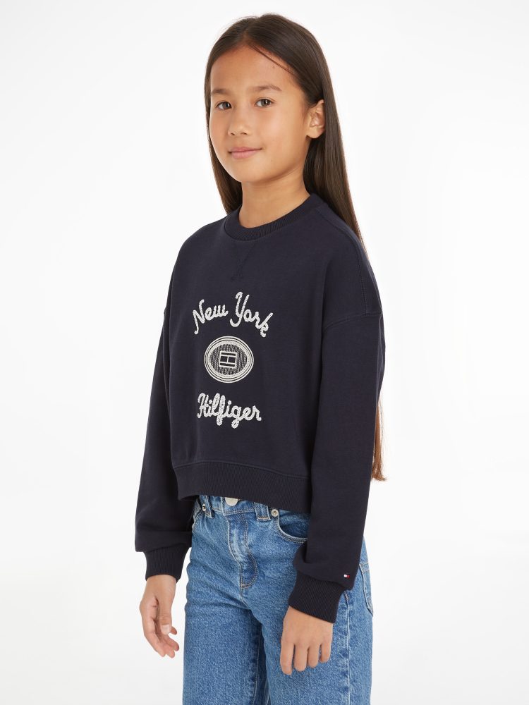 Tommy Hilfiger Langarmshirt »HILFIGER NY EMBROIDERED CREWNECK«, Kinder bis 16 Jahre mit Logostickerei