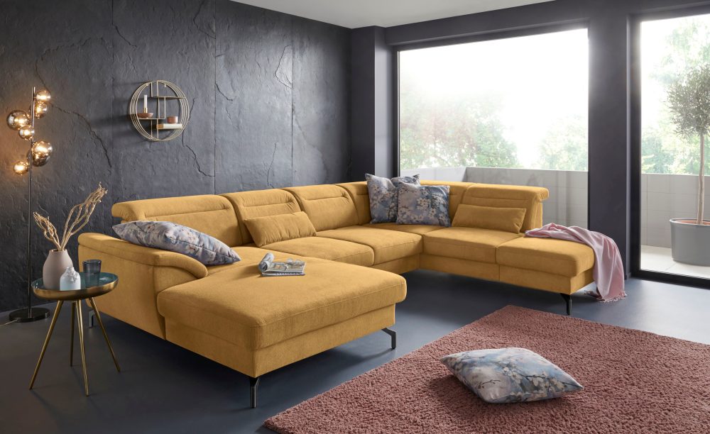 sit&more Wohnlandschaft, 15 cm Fusshöhe, inklusive Sitztiefenverstellung, wahlweise Kopfteilverstellung, wahlweise in 2 unterschiedlichen Fussfarben