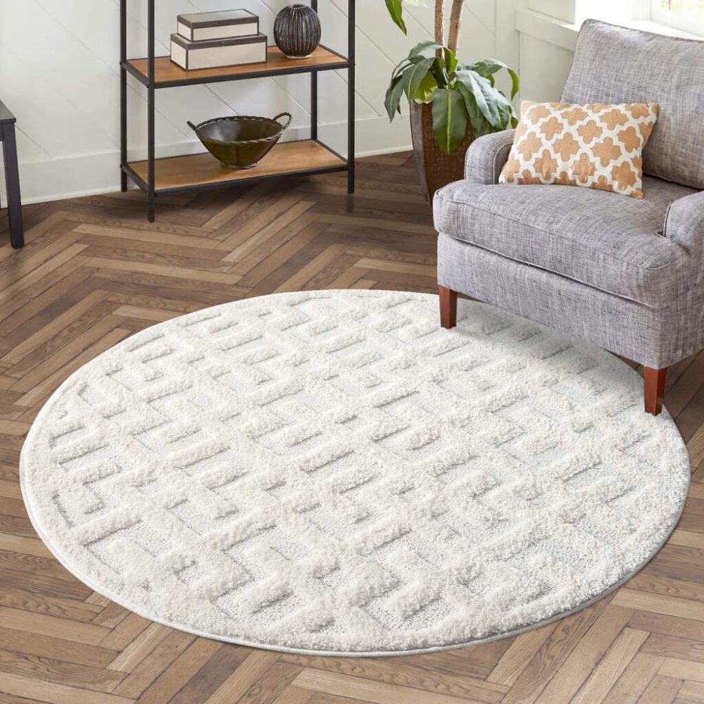 Carpet City Hochflor-Teppich »FOCUS737«, rund, Boho-Teppich, Hochtief-Muster/ 3D-Effekt, für Wohnzimmer, Schlafzimmer
