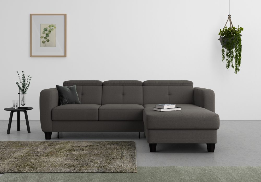 sit&more Ecksofa »Bellucci«, inklusive Kopfteilverstellung und Federkern, wahlweise mit Bettfunktion und Bettkasten