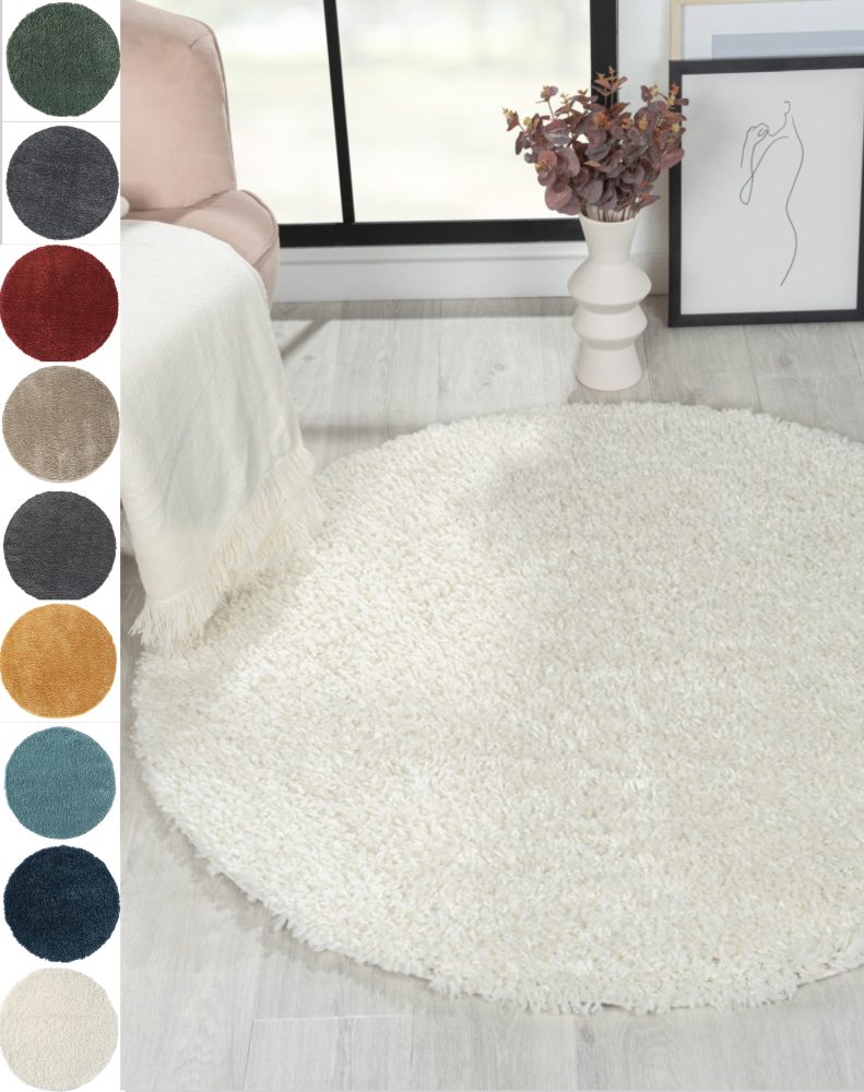 Myflair Möbel & Accessoires Hochflor-Teppich »My Shaggy«, rund, 37 mm Höhe, Shaggy, Uni Farben, leicht glänzend, besonders weich durch Microfaser, extra flauschig, ideal im Wohnzimmer, Schlafzimmer & Esszimmer