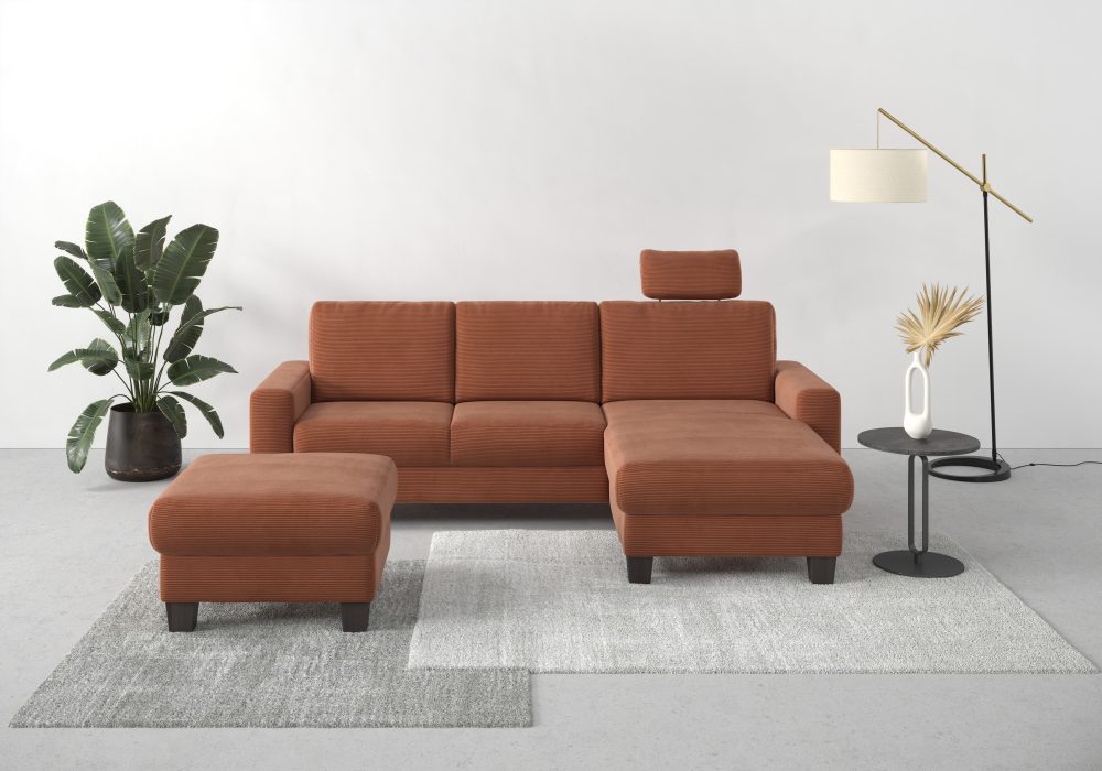 Home affaire Ecksofa »Summer«, mit Recamiere, mit oder ohne Bettfunktion und Bettkasten, Cord-Bezug