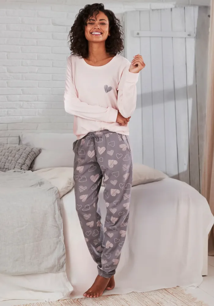 Vivance Dreams by Lascana Pyjama mit süssem Herzchen-Print