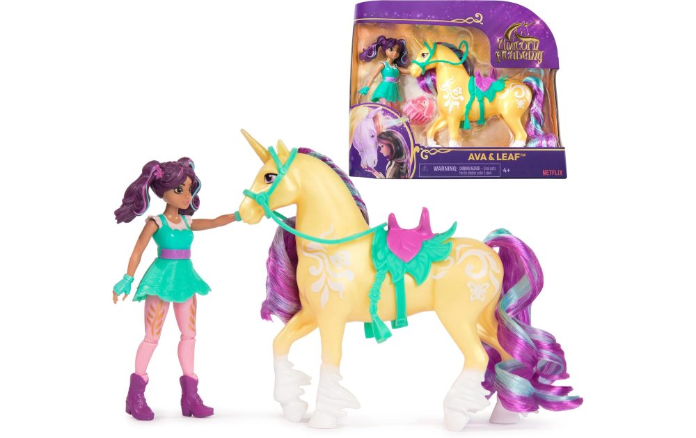 Unicorn Academy Ava und Einhorn Leaf Set - ca. 12 cm