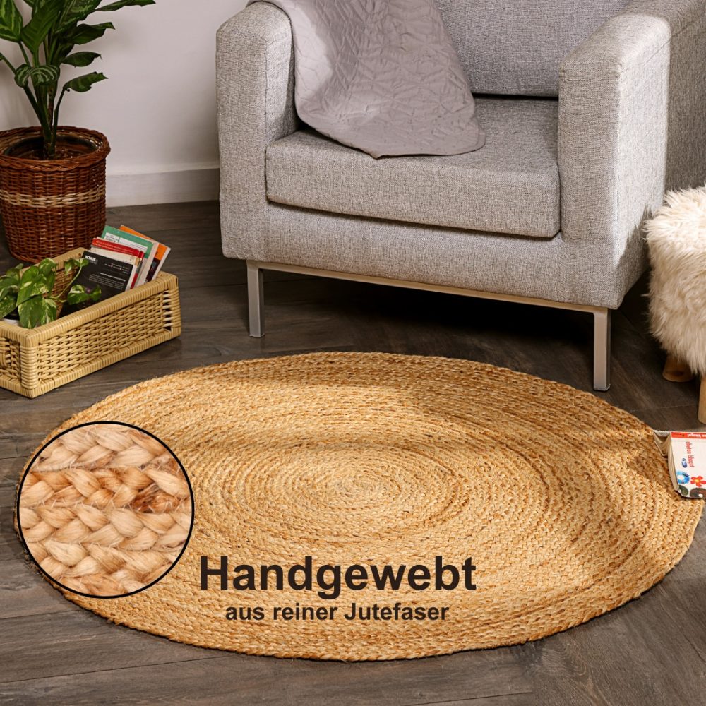 Myflair Möbel & Accessoires Teppich »Lola«, rund, meliert, Jute, handgewebt, auch als Läufer & in rund erhältlich