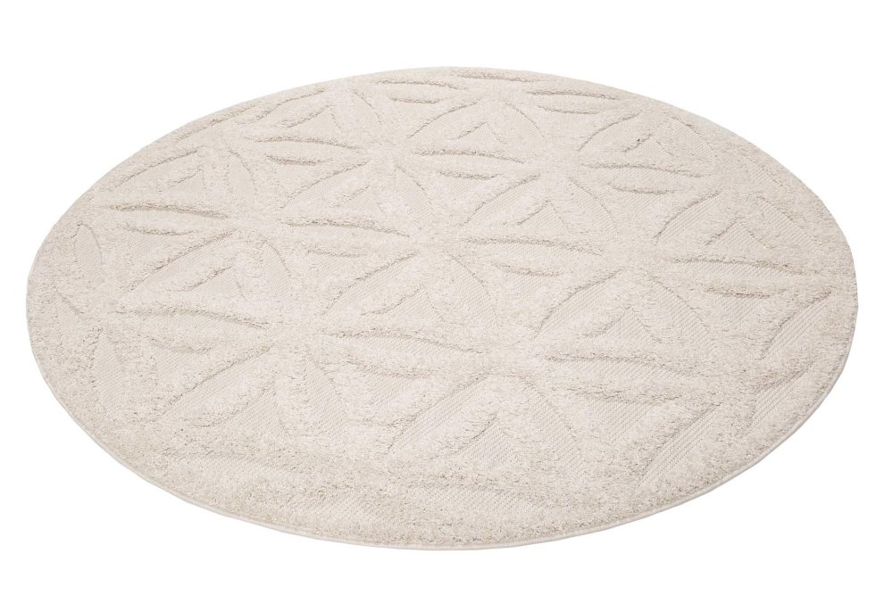 Esprit Teppich »Shake, In -und Outdoor geeignet«, rund, Hoch-Tief-Effekt, Blume des Lebens - Motiv, uni, robust, Aussenbereich