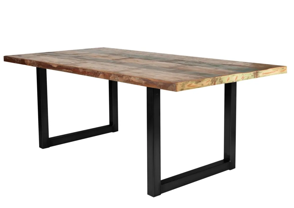 mutoni - Massivholztisch 160x85 - Altholz lackiert bunt - Metall, One Size, Multicolor