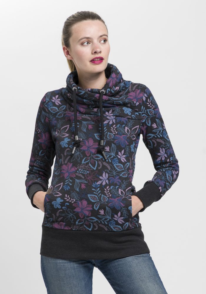 Ragwear Sweatshirt »NESKA O«, Kapuzen-Sweater mit asymetrischem Schalkragen