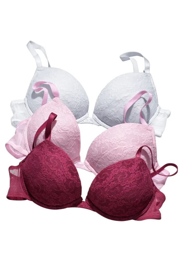 petite fleur Push-up-BH Packung, 3 Stück, mit Bügel und herausnehmbaren Kissen, Dessous