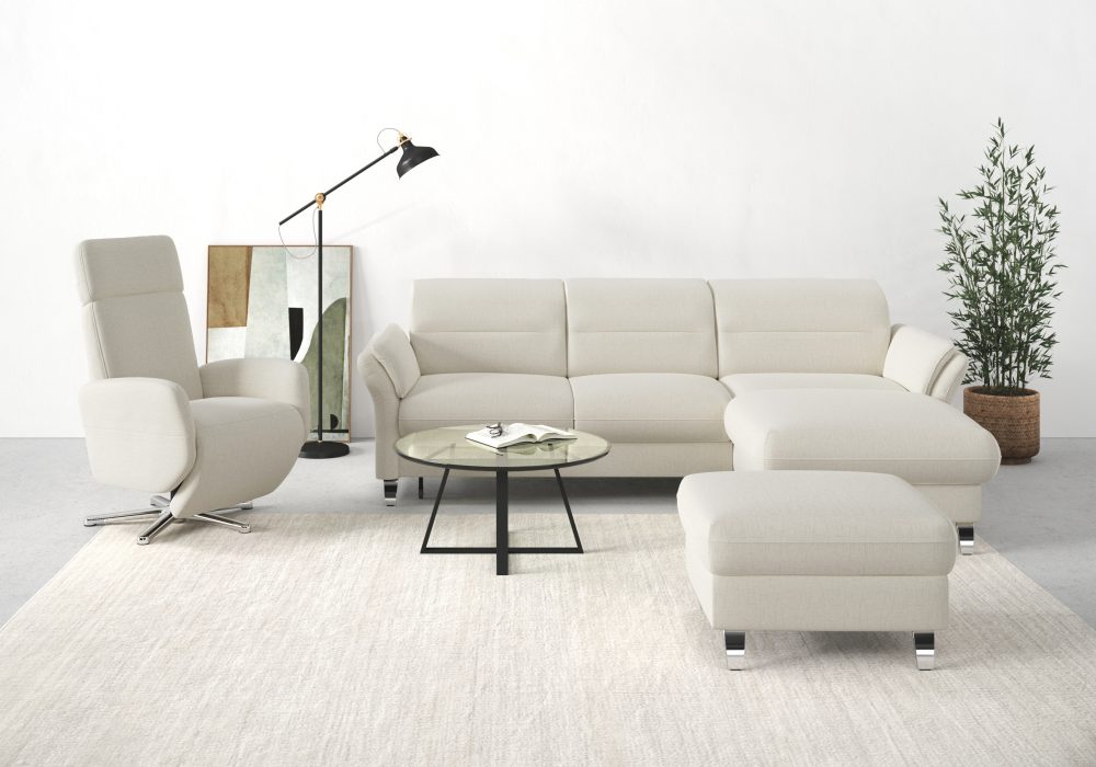 sit&more Ecksofa »Grenoble«, inklusive Federkern, wahlweise mit Bettfunktion, Bettkasten, Armteilverstellung und Kopfteilverstellung