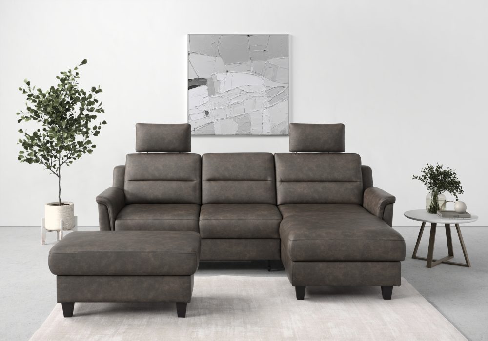 sit&more Ecksofa »Farö«, inklusive Federkern, mit wengefarbenen Füssen, wahlweise mit Bettfunktion und Bettkasten