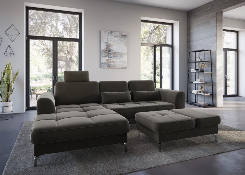 sit&more Ecksofa »Bendigo V«, inklusive Sitztiefenverstellung, Bodenfreiheit 12 cm, wahlweise in 2 unterschiedlichen Fussfarben