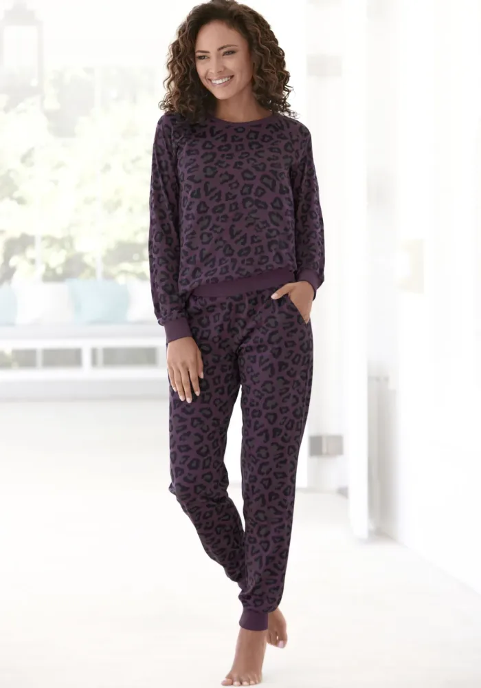 Vivance Dreams by Lascana Pyjama Set, 2 tlg. mit tonalem Animalprint