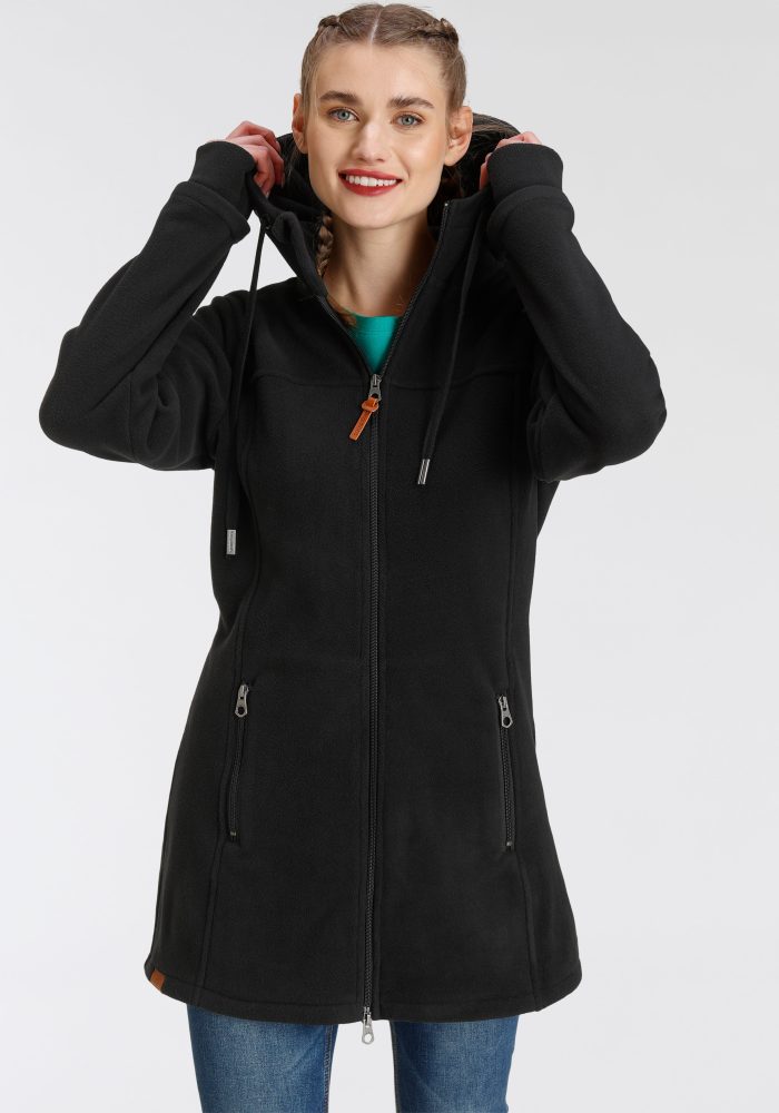 KangaROOS Fleecejacke mit Kapuze figurbetonter Schnitt, mit Kapuze, mit 2-Wege-Reissverschluss