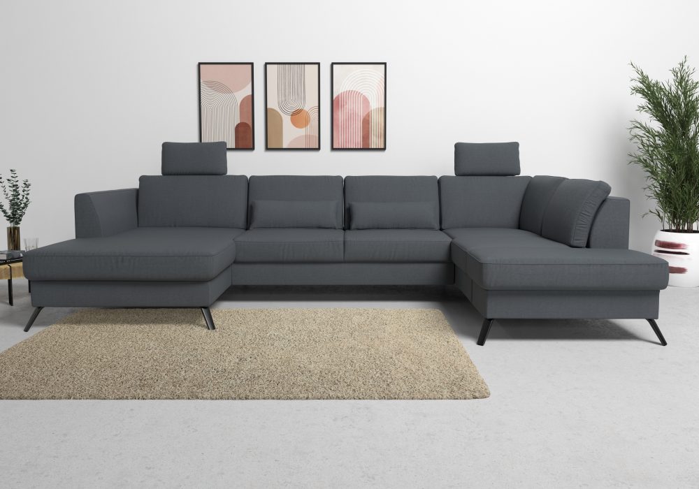 sit&more Wohnlandschaft, inklusive Sitztiefenverstellung, wahlweise mit Bettfunktion, 15cm hoch