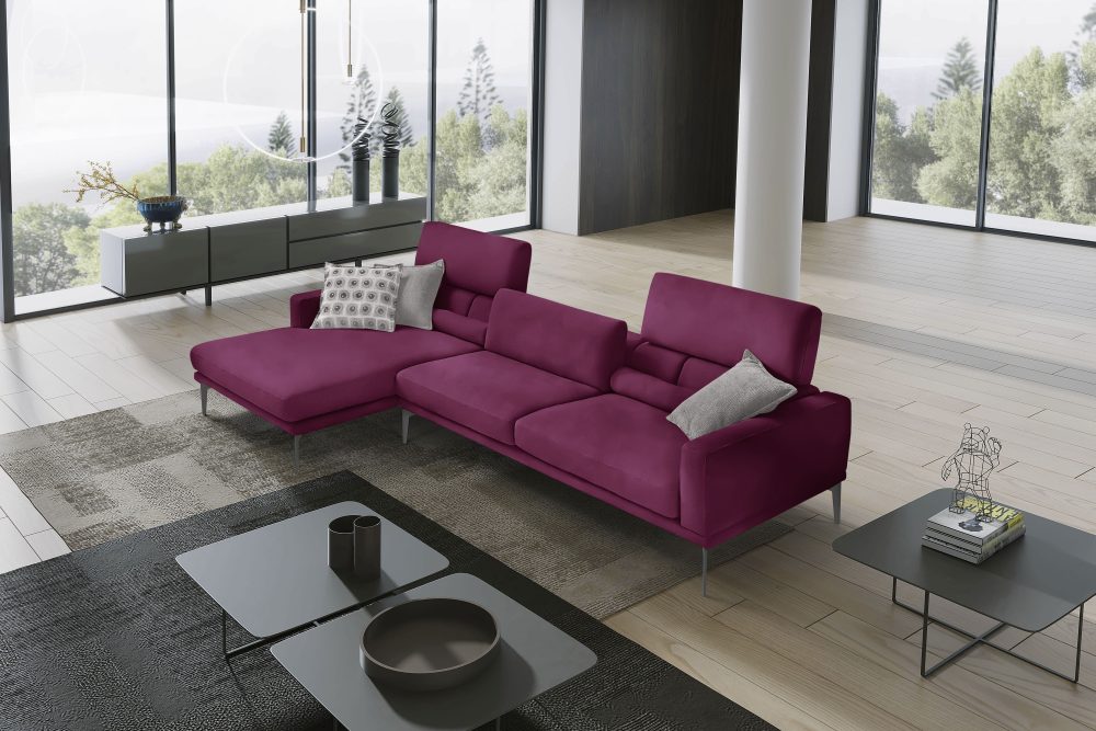 Egoitaliano Ecksofa »Masu«, inkl. 2 Kissenrollen, Rückenelemente manuell verstellbar, mit Metallfüssen