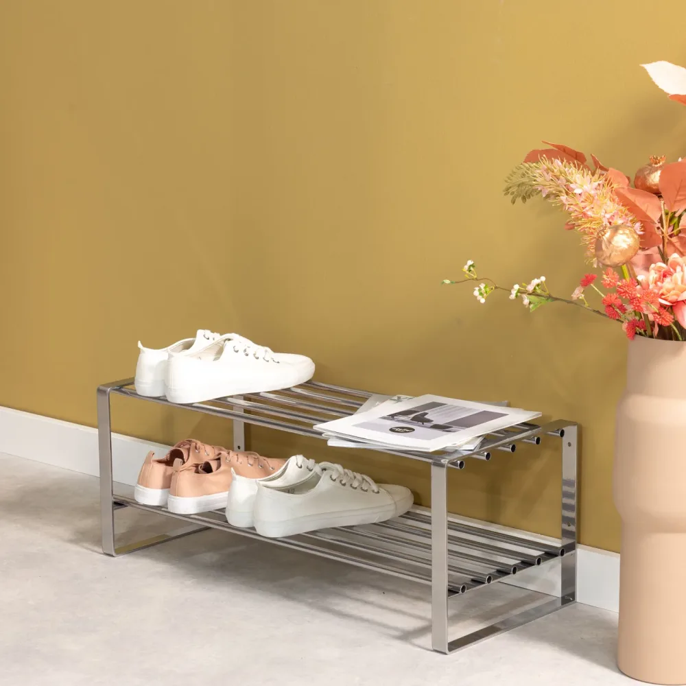 Spinder Design Schuhregal Hesta Silber Stahl 70 cm 29 cm - Farbe: Nickel - Schuhregal