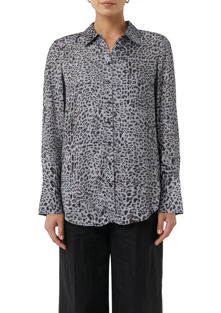 Comma Langarmbluse mit All-Over-Animal Print