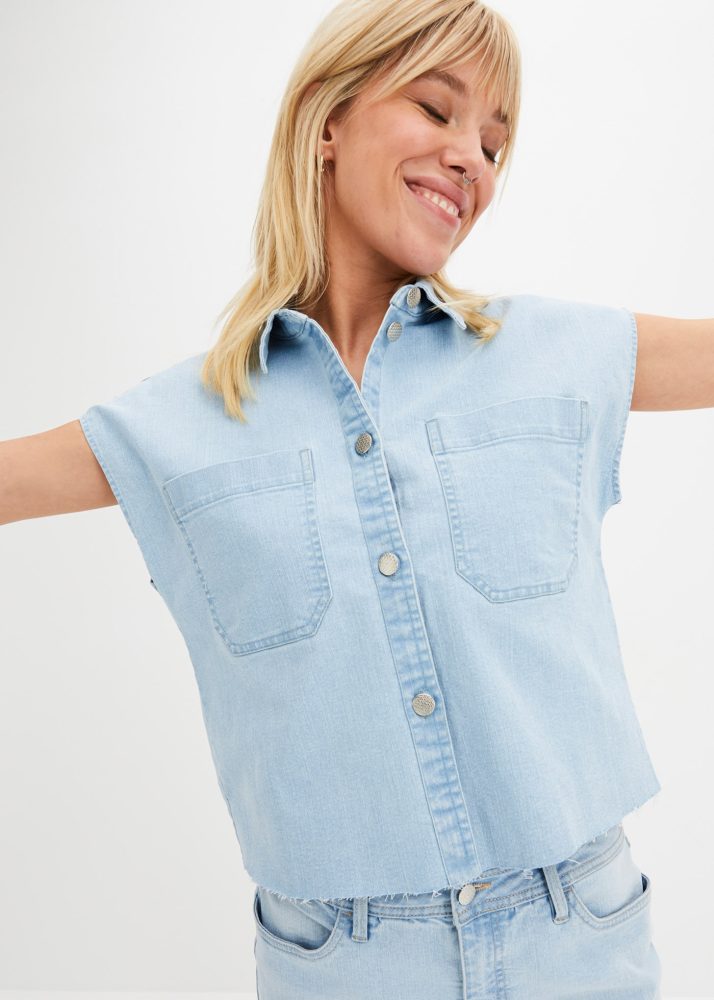 bonprix Jeansbluse »Kurze Boxy-Jeansbluse«, Kurze Boxy-Jeansbluse