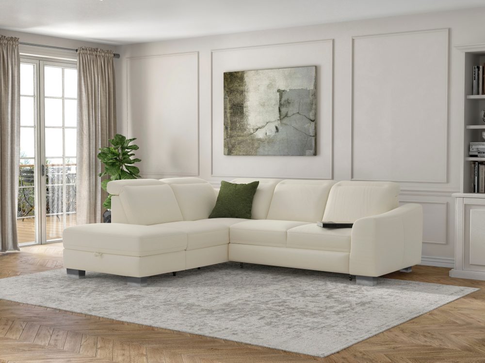sit&more Ecksofa »Durness«, mit Federkern und hochwertigen Edelstahlfüssen, wahlweise mit Kopfteilverstellung, Bettfunktion und Stauraum oder mit Bettfunktion und Bettkasten