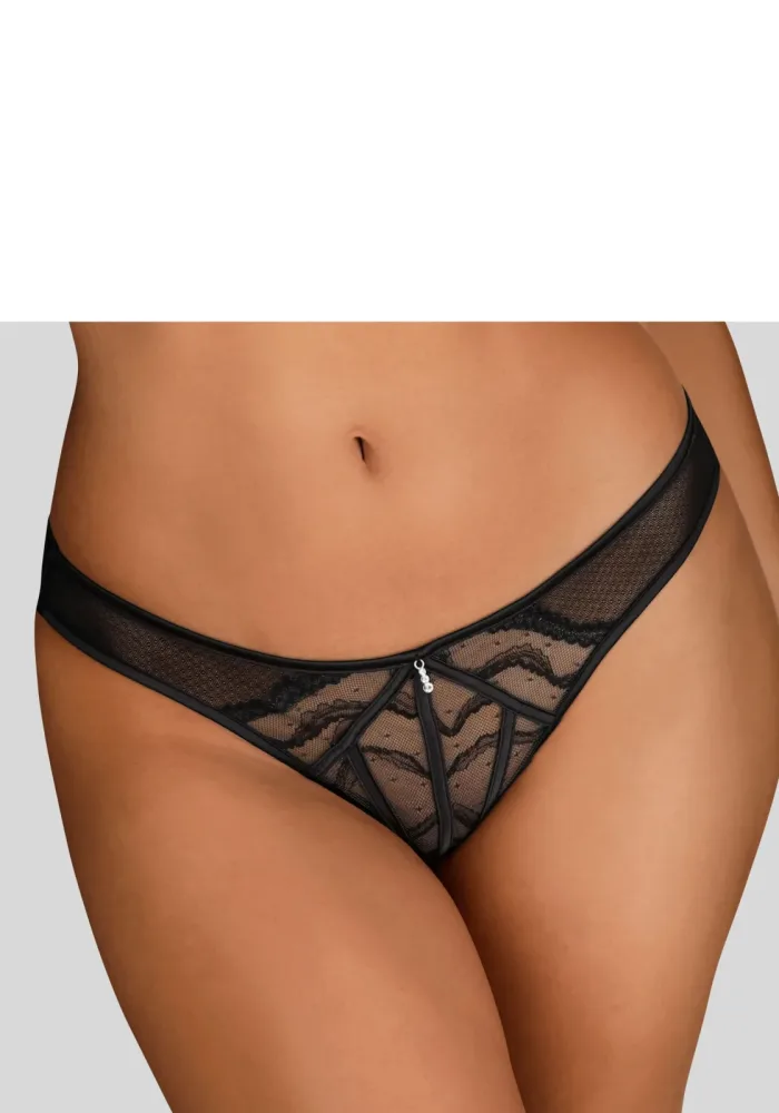 LASCANA Tanga mit dekorativen Satinbändern, transparente Unterwäsche, Reizwäsche