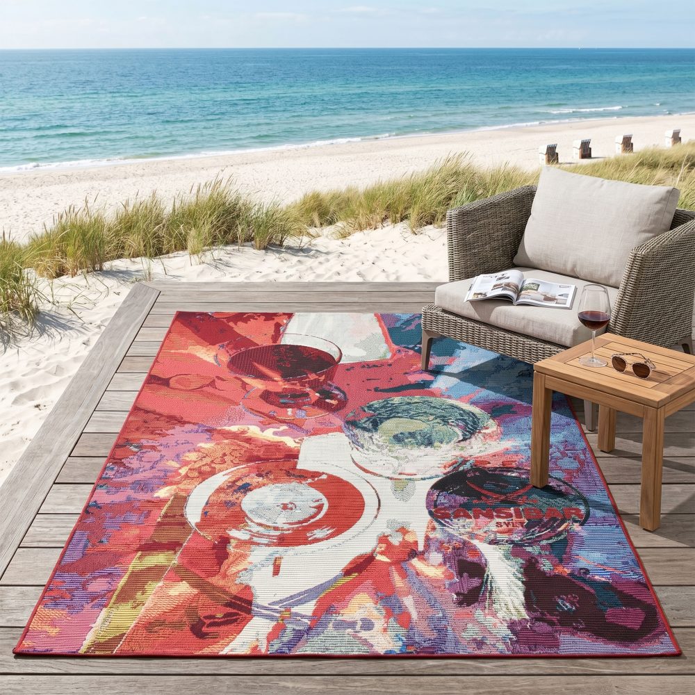 Sansibar Teppich »Rantum-Beach SA-026«, rechteckig, Flachgewebe, modernes Design, In- und Outdoor geeignet