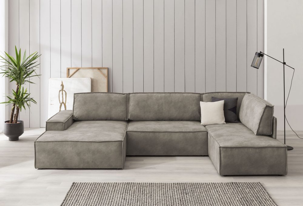 Home affaire Wohnlandschaft »SHERWOOD«, mit Bett-Funktion (Liegefläche 194x139 cm), mit 4 losen Rückenkissen