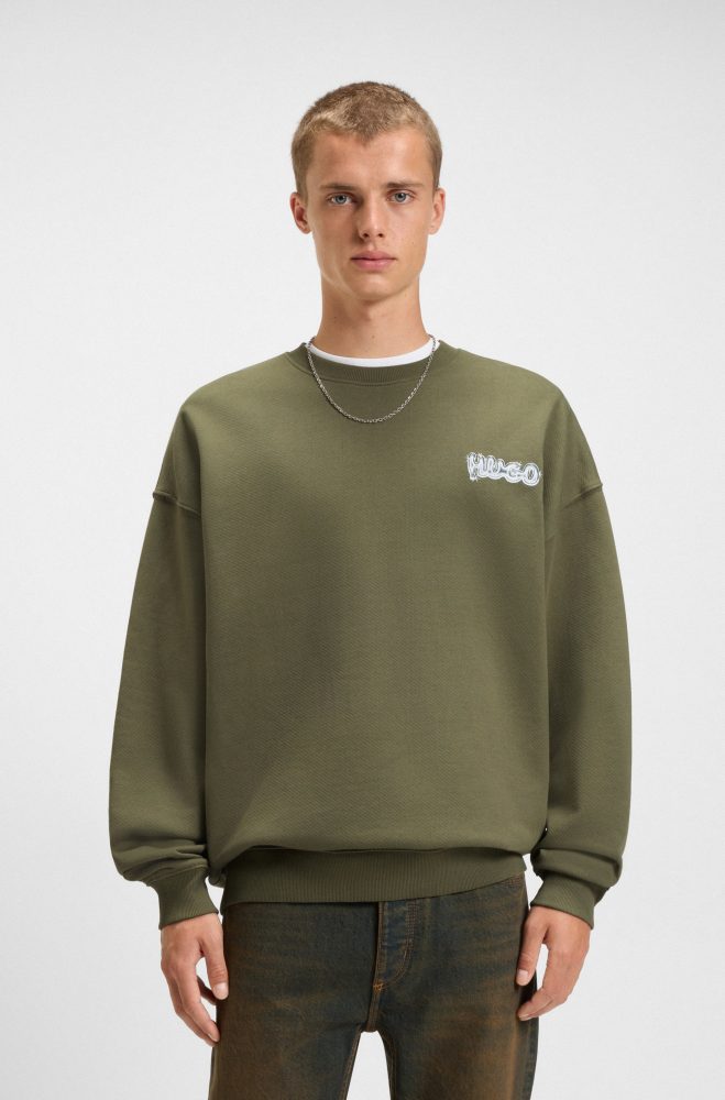 HUGO Blue Sweatshirt »Nyrocrew«, Rundhalsausschnitt, Loose fit, Druck in Chrom-Optik