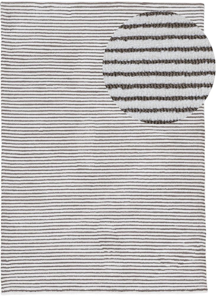 carpetfine Teppich »Holly 5«, rechteckig, 7 mm Höhe, handgetuftet, gestreift, Hoch-Tief Effekt