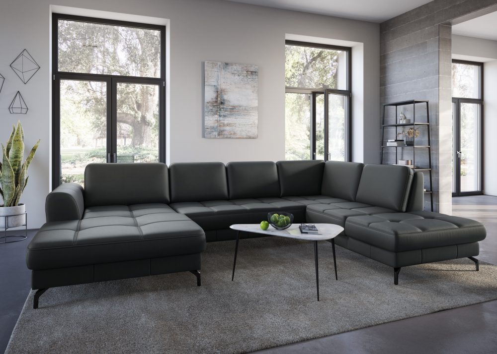 sit&more Wohnlandschaft »Bendigo V«, inklusive Sitztiefenverstellung, Bodenfreiheit 12 cm, wahlweise in 2 unterschiedlichen Fussfarben