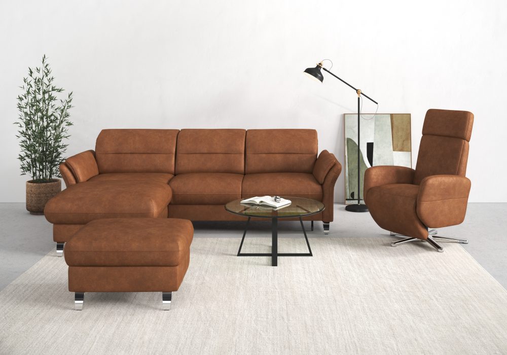 sit&more Ecksofa »Grenoble«, inklusive Federkern, wahlweise mit Bettfunktion, Bettkasten, Armteilverstellung und Kopfteilverstellung